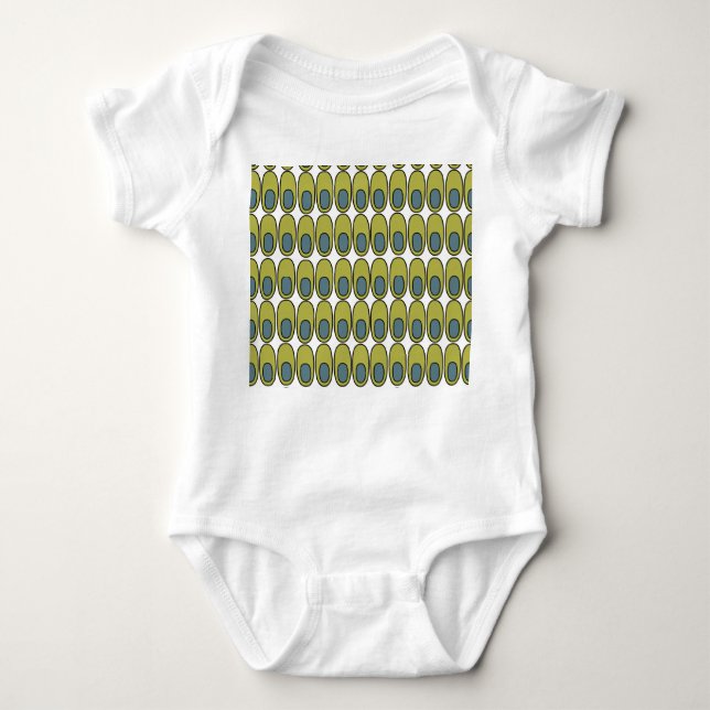 Repeating Olive Green and Gray Ovals Baby Bodysuit (Front)