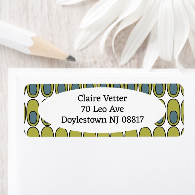 Repeating Olive Green and Gray Ovals Label (Insitu)