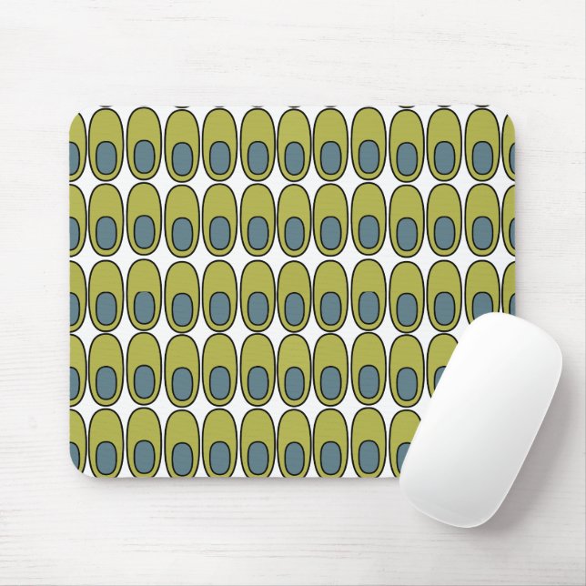 Repeating Olive Green and Gray Ovals Mouse Pad (With Mouse)