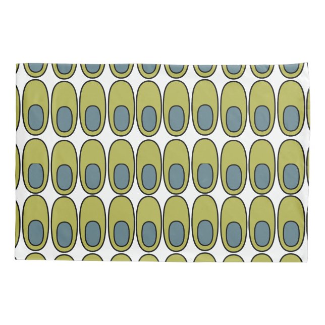 Repeating Olive Green and Gray Ovals Pillow Case (Back)