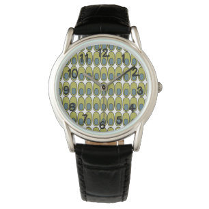 Repeating Olive Green and Gray Ovals Watch