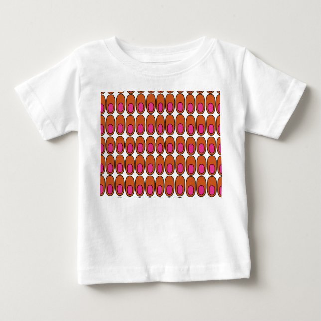 Repeating Orange and Pink Ovals Baby T-Shirt (Front)