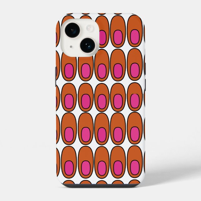 Repeating Orange and Pink Ovals Iphone Case (Back)
