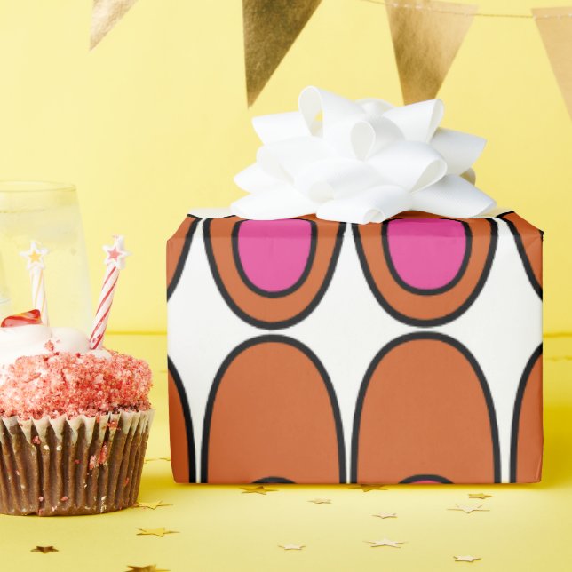 Repeating Orange and Pink Ovals Wrapping Paper (Birthday Party)