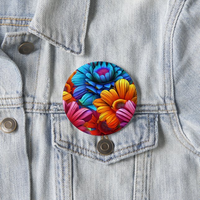 Repeating pattern of 3d colorful flowers button (In Situ)