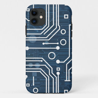 repeating pattern that resembles electronic circui iPhone 11 case