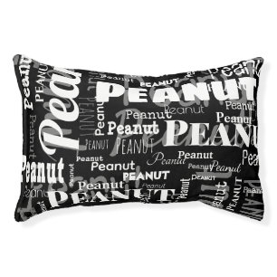 Repeating Pet Name Pattern Black White Modern Cat Pet Bed