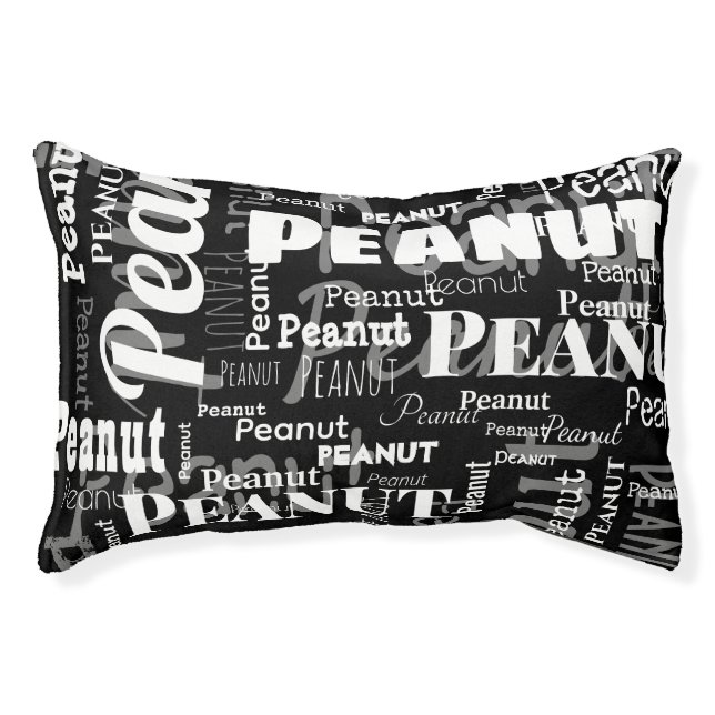 Repeating Pet Name Pattern Black White Modern Cat Pet Bed (Front)