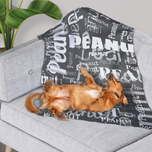 Repeating Pet Name Pattern Dark Gray White Modern Fleece Blanket