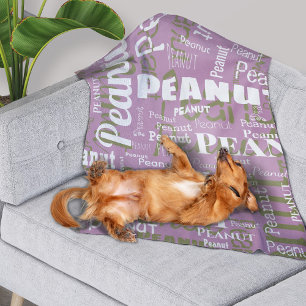 Repeating Pet Name Pattern Lilac White Modern Fleece Blanket