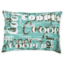 Repeating Pet Name Pattern Teal Brown Modern