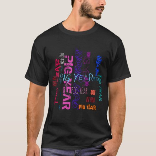 Repeating Pig Year 2019 Men Black T_shirt