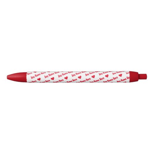 Repeating Red Hearts  Names Fun Girly Writing Black Ink Pen