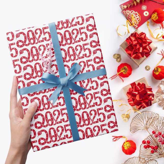 Repeating Red Snake 2025 Chinese New Year Wrapping Paper (Creator Uploaded)