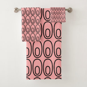 Repeating Salmon Ovals Bath Towel Set