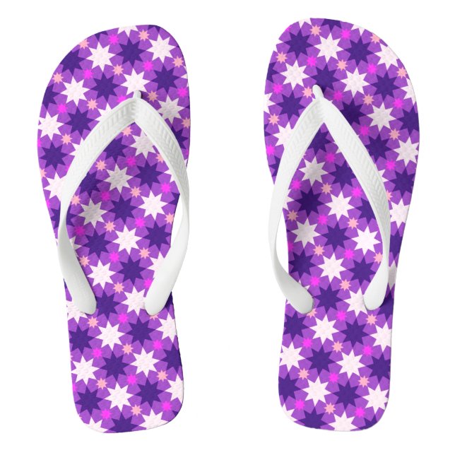 Repeating stars pattern on purple flip flops (Footbed)