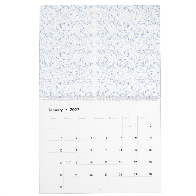 Repeating, subtle, textured, white background patt calendar (Jan 2027)