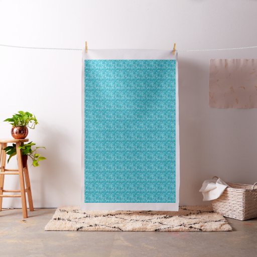 Repeating teal aqua bamboo grass pattern fabric