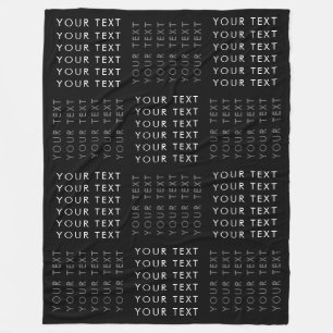 Repeating Text Pattern Black Grey & White Fleece Blanket