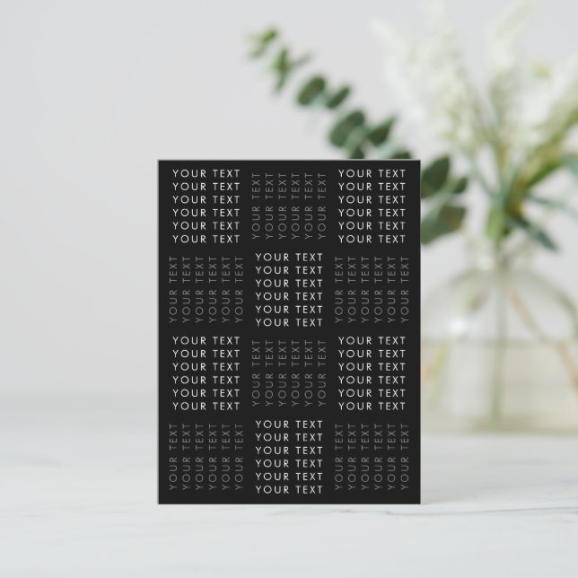 Repeating Text Pattern Black Grey & White Postcard (Standing Front)