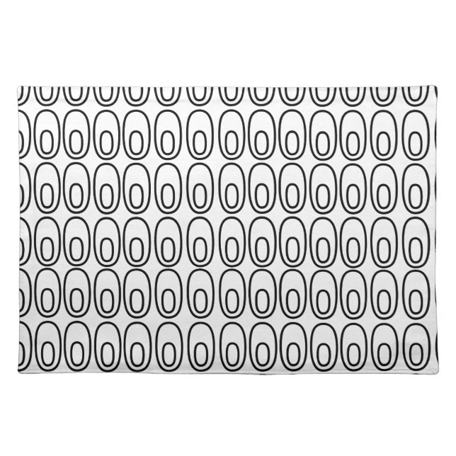 Repeating White Ovals Cloth Placemat (Front)