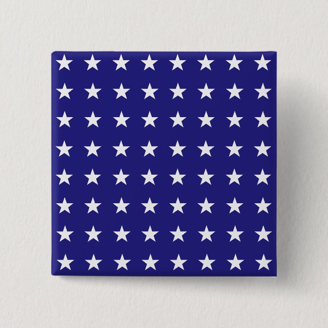 Repeating White Stars on Blue Background Pattern Pinback Button (Front)