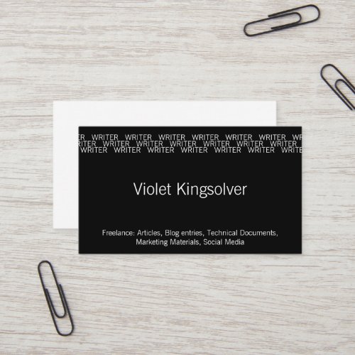 Repeating Word Occupation (Writer) Business Card