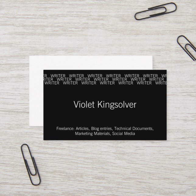 Repeating Word Occupation (Writer) Business Card (Front/Back In Situ)