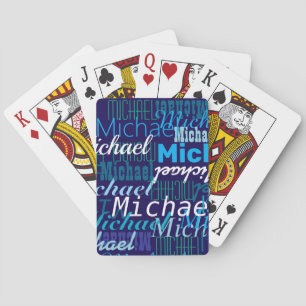 Repeating Your Name Cool Blue Typography Poker Cards