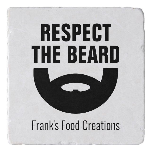 Repect the beard funny chef cook custom name stone trivet (Front)