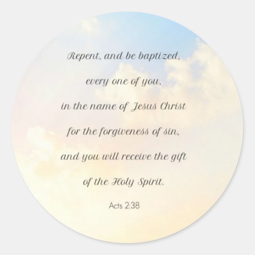 Repent and Be Baptized Acts 238 Classic Round Sticker