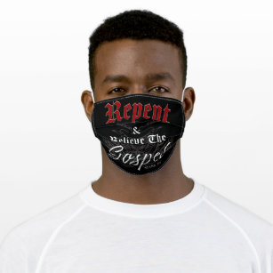 Repent & Believe Motorcycle Christian Faith Gospel Adult Cloth Face Mask