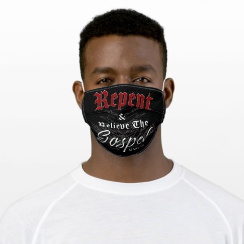 Repent  Believe Motorcycle Christian Faith Gospel Adult Cloth Face Mask