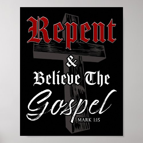 Repent  Believe the Gospel Christian Faith Graph Poster