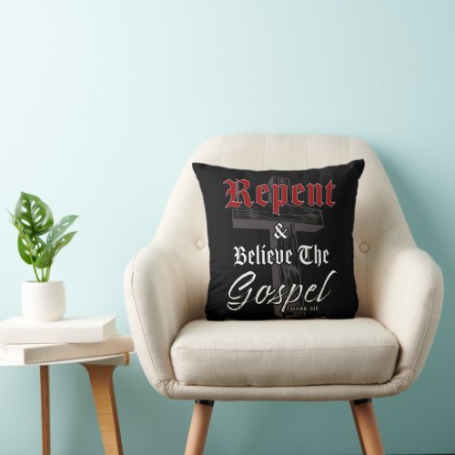 Repent  Believe the Gospel Christian Faith Graph Throw Pillow