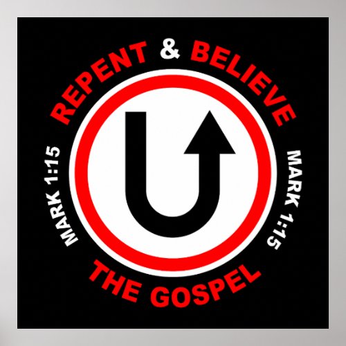 Repent  Believe the Gospel Jesus Christian Faith Poster