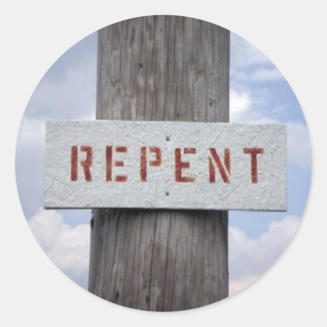 [repent] classic round sticker (Front)