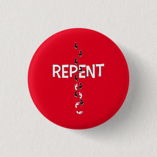Repent Footprints Cross Button
