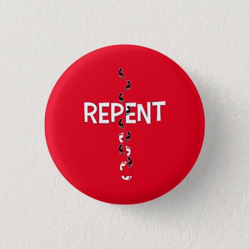 Repent Footprints Cross Button