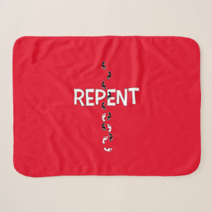 Repent Footprints Cross Sherpa Blanket