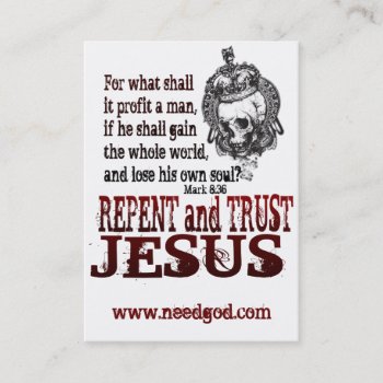 Repent Gospel Tract Business Card by xalondrax at Zazzle