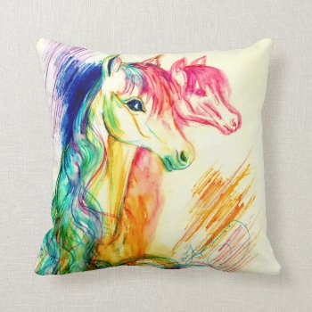 Repentir Horses Throw Pillow by ArtsyKidsy at Zazzle