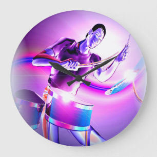 Repercussion - Purple Drummer Large Clock
