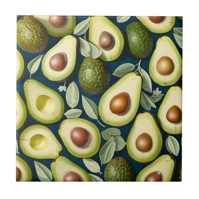 Repetitive Avocado Pattern with Textured Contrast Ceramic Tile (Front)