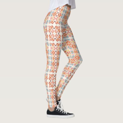 Repetitive leaf Motifs  patterndesign Leggings