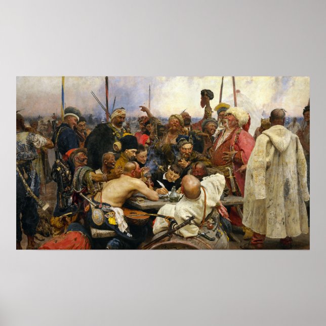 Repin - Cossacks Replying To Sultan Mehmed IV 1896 Poster (Front)
