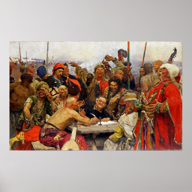Repin - Zaporozhians Respond To Sultan Mahmud IV 1 Poster (Front)