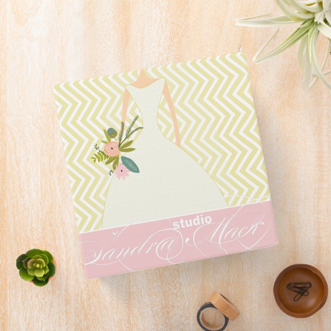 Replace Logo Peachy Pink Rose Wedding Planner Binder (In Situ)