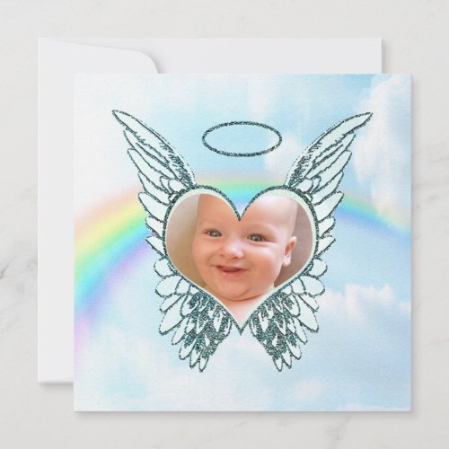 Replace Photo Angel Wings and Heart Invitation