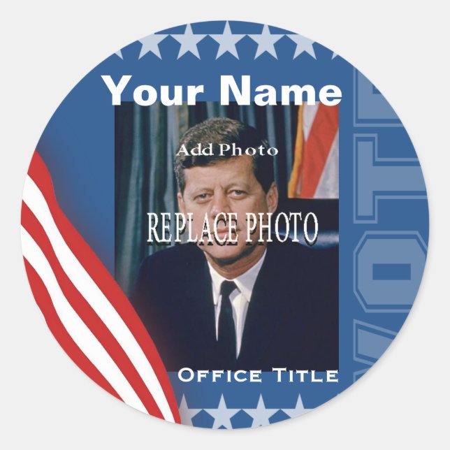 Replace Photo | Campaign Template Round Classic Round Sticker (Front)